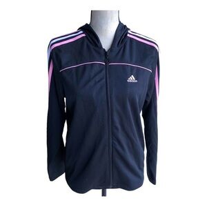 Adidas Medium Full Zip Long Sleeve Hooded Track Jacket Activewear Coat.
